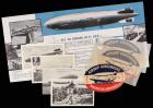 Rare Collection of Hindenburg / American Airlines: 3 Luggage Stickers, Original 1936 Price Brochure, German Photocards of Zeppel