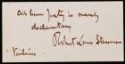 Stevenson, Robert Louis -- Autograph Quotation Signed