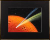 Lynette Cook, "Sungrazer" Original Mixed Media on Board of Comet Orbiting Near the Sun