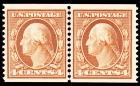 1909 4c orange brown, Horizontal Coil Line Pair (Sc 354)