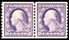 1914, 3c violet, Horizontal Flat Plate Coil Line Pair (Sc 445)