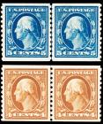 1914, 4c-5c Brown & Blue Coil Line Pairs (Sc 446-47)