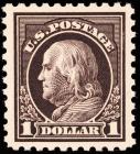 1915, $1 violet black, D.L. watermark, perf 10 (Sc 460)