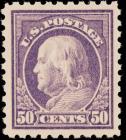 1917, 50c Franklin Light Violet (Sc 477)