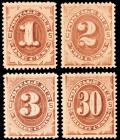 1879, 1c-30c Postage Due, 4 different (Sc J1-3 & J6)