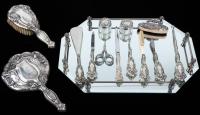 Lady's Sterling Silver Antique Vanity Set by Reed & Barton, 12 Pieces