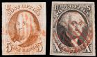 1847, 5c red brown and 10c black (Sc 1-2)