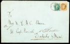 1861 5c buff & 10c green On Cover (Sc 67-68)