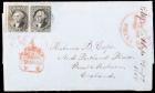 1857, 12c black, plate I Variety Pair On Cover (Sc 36)