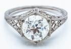 Stunning Lady's Antique, Platinum, 2Â¼ Carat Old European Cut Diamond Engagement Ring