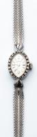 Lady's Vintage, 14K White Gold Hamilton Watch with Single Cut Diamond Accents and 10K White Gold Mesh Band