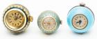 Three Lady's Vintage Ball Shaped Pendant Watches Two Boasting Exceptional Enamel Work