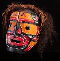 Kwakiutl First Nation Carved Wood Mask, "Raven Man" Signed by Master Carver Herman P. Bruce Jr.