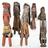 Five Appealing, 20th Century Turkana Dolls From Northern Kenya All on Custom Lucite Bases