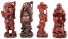 Four Ornately Hand Carved Wood Buddhas, Mid-20th Century, Possibly Older, 10-12" Tall