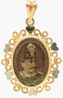 Nasser al-Din Shah Qajar Miniature Paper and Gilt Gold Portrait Pendant in 18K Yellow Gold Bezel