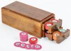 Scarce 100 Piece Casino Habana-Madrid (MD-ELP) Chip Set in Vintage Original 2 Drawer Wooden Box