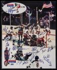 Miracle on Ice: 16 x 20" Color Victory Photo of the US Hockey Team Defeating the USSR 4-3 in the 1980 Olympics, 21 Signatures