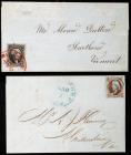 1847, 5c red brown and 10c black On 2 Covers (Sc 1-2)