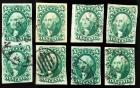 1855, 10c green, type II Used Group (Sc 14)