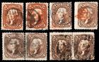 1862-63, 5c red brown & brown Used Group (Sc 75-76)