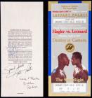 Pair of Hagler vs. Leonard Uncut Gold Court Tickets ($700 ea) and Signed On the Back by The Pointer Sisters