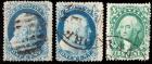 1857 1c Blue (2) And 10c Green (Sc 20, 22 & 31)