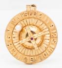 Wonderful Lady's 14K Yellow Gold Roulette Wheel Pendant with Pearl and Ruby Accents