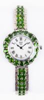 Swiss Made, EON 1962 Diopside, Sterling Silver Bracelet and Stainless Steel Back with Mother of Pearl Face, Brand New