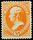 1873, 15c yellow orange Silk Paper (Sc 163 var.)