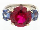 WITHDRAWN - Lady's 14K White Gold Peony Red Topaz and Tanzanite Ring