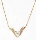 Lady's Beautiful, Contemporary 14K Yellow Gold and Diamond Pendant Necklace