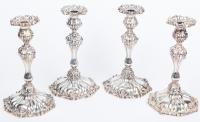 Black Starr & Frost Four (4) Outstanding Antique Sterling Silver Candlesticks in Choice Condition.