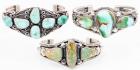 Three (3) Sterling Silver and Kingman Turquoise Navajo Cuffs by Verdy Jake