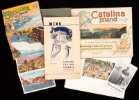 Rare 1930s and 1940s Catalina Island Menu, Illustrated Book and Postcards, All Highly Prized.