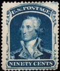 1860 90c blue Unused High Value Stamp (Sc 39)