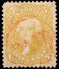 1861 5c Olive Yellow Scarce Color Variety (Sc 67b)