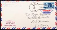 May 1, 1959 Point Magu Calif US Missile Mail Airmail Cover, E-Z 24C1a, Pictured in E-Z Catalog