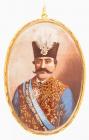 Fine Antique Persian Miniature Painting of Shah Qajar set in 22 K Yellow Gold Pendant