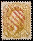 1861 5c Olive Yellow Scarce Color Variety (Sc 67b)