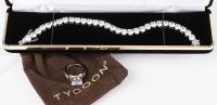 Traveling Jewelry: Exceptional Simulated Radiant Cut Ring by Tycoon and Dazzling Tennis Bracelet, New Never Worn