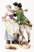 Meissen Porcelain: "Couple Courting with Doggies Approval" Late 19th Early 20th Century