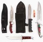 Four Big Knives: Buck Frontiersman 124, Kershaw Survival Knife (1980s), Jim Frost Cutlery Bowie Knife and Survival Knife - 2