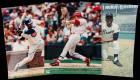 Baseball Greats Signing Individually Oversized 16 x 20" Color Photos: Hank Aaron, Mark McGwire, Sammy Sosa and Andruw Jones; Tot