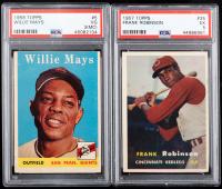 Frank Robinson 1957 Topps Rookie Card #35 (EX 5), Willie Mays 1958 Topps Baseball Card #5 (VG 3)