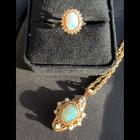 Lady's Beautiful Ensemble of 14K Yellow Gold Opal Ring and Pendant with 14K Yellow Gold Link Necklace - 2