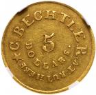 (1837-42) Christopher Bechtler, 5 DOLLARS GEORGIA, RUTHERF., 128 gr. 22 carats - 2