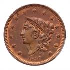 1837 N-12 R3 Beaded Hair Cord PCGS graded MS62 Red & Brown