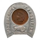 Three 1901 Pan-American Exposition Goodluck Souvenir Encased 1901 Indian Cents.