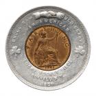 1901 Pan-American Exposition - Lucky Pocket piece encased 1901 Britain Farthing. Extra-Fine. - 2